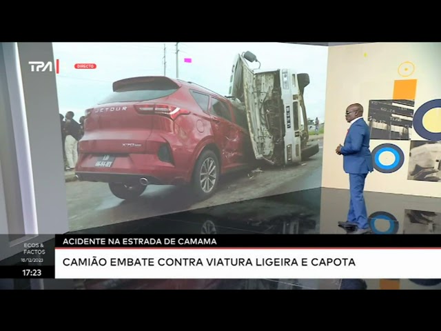 Acidente na estrada de Camama  - Camião embate contra viatura ligeira e capota