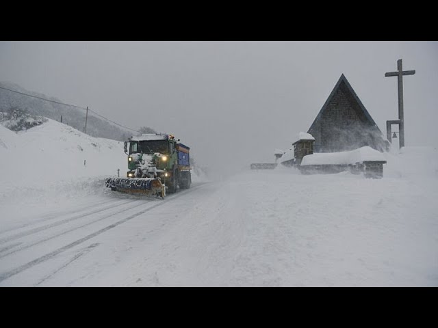 Snowstorms cause havoc on roads across Europe