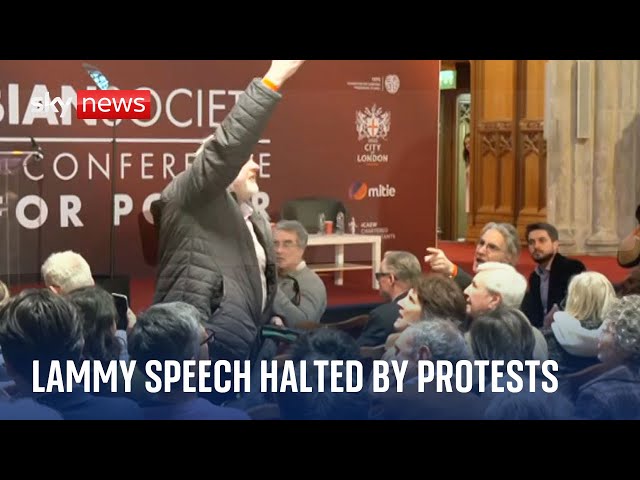 Lammy speech repeatedly interrupted by pro-Palestinian protesters