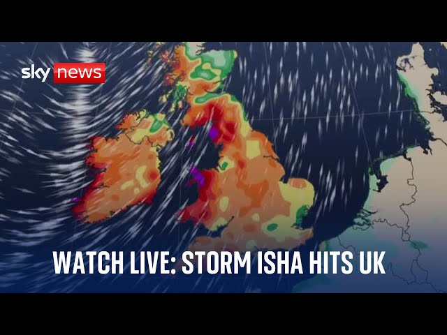 Watch Storm Isha live: Met Office issues amber warnings for Britain and Northern Ireland