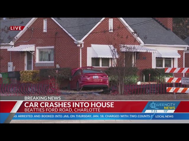 Car crashes into house in Charlotte