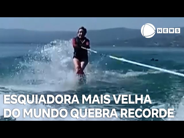 Esquiadora aquática mais velha do mundo quebra recorde