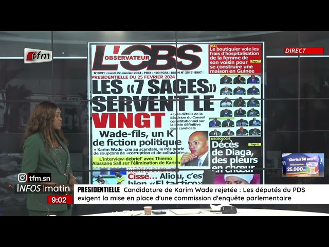 Unes de l'Obs & RECORD présenté par Sokhna Natta Mbaye - Infos Matin du 22 Janvier 2024