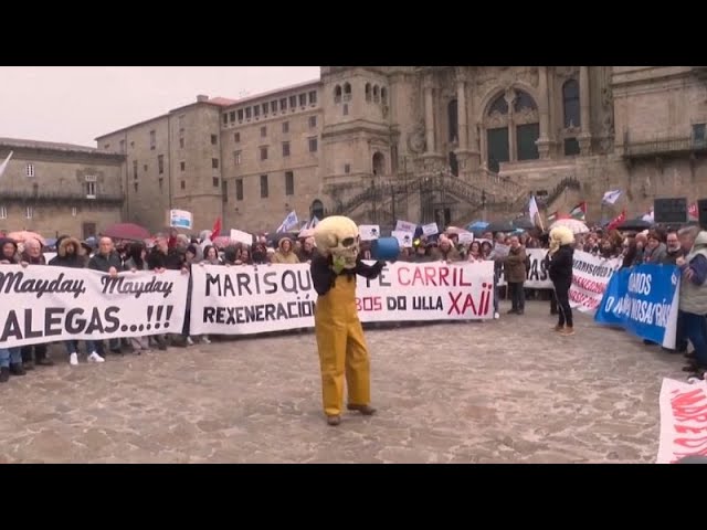 Miles de personas protestan contra la gestión de la crisis de los 'pellets' de plástico en