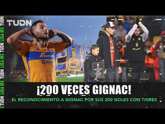 ¡EL GOAT DE TIGRES!  Tifo y reconocimiento a Gignac por sus 200 goles | TUDN