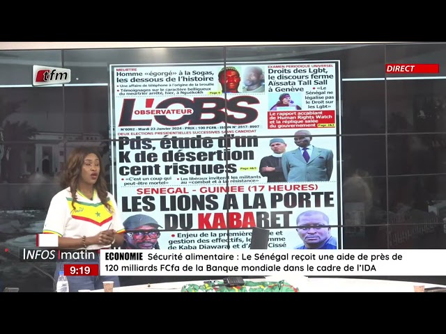 Unes de l'Obs & RECORD présenté par Sokhna Natta Mbaye - Infos Matin du 23 Janvier 2024