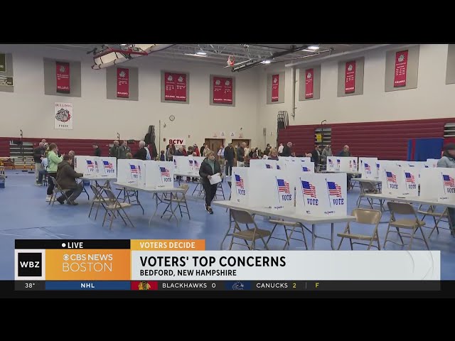 Steady stream of New Hampshire Primary voters at Bedford High School