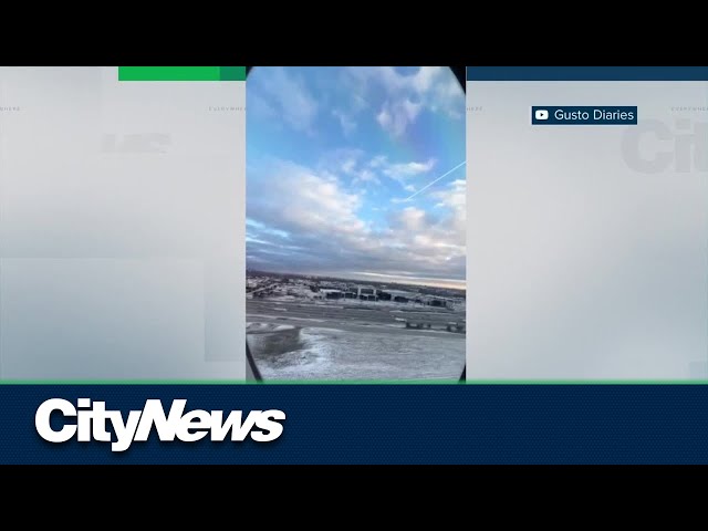 WATCH: Plane trail drags on runway at Pearson Airport