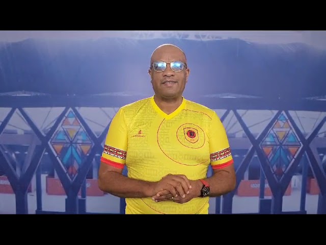 CAN 2023, O jornalista Luís Caetano já esta equipado com as cores dos Palancas Negras.