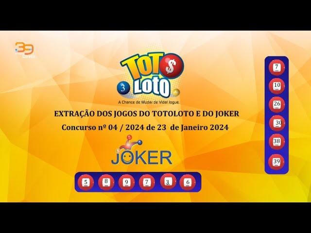 Extração Totoloto e Joker, 23 janeiro 2024