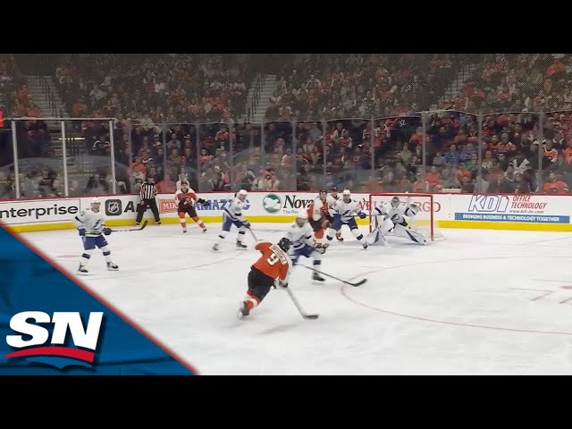 Flyers' Jamie Drysdale Rips Wrister Through Traffic For First Goal In Philly