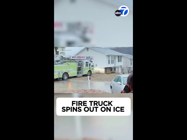 Fire truck spins out of control on icy road in Eastern Missouri