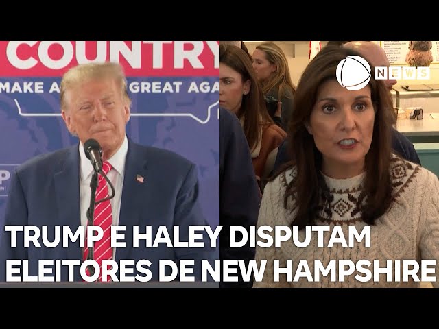 Donald Trump e Nikky Haley disputam a preferência do eleitor em New Hampshire