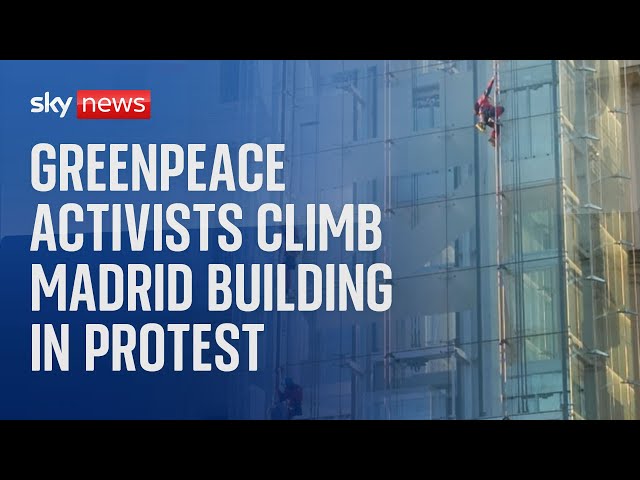 Watch live: Greenpeace activists climb Reina Sofia Art Museum in protest