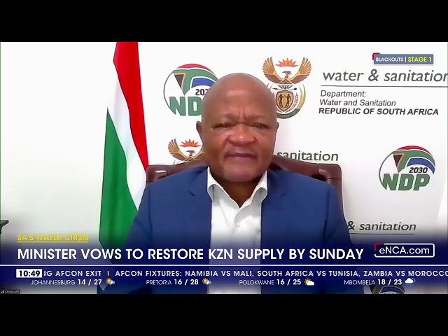 Minister vows to restore KZN water supply by Sunday