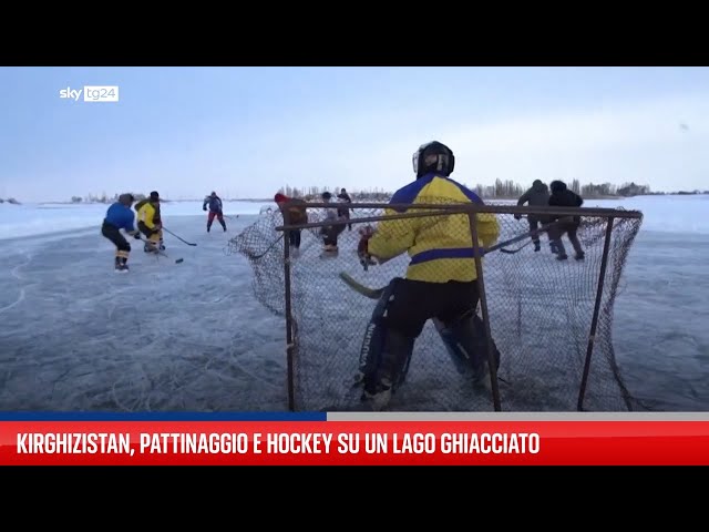 Kirghizistan, pattinaggio e hockey su un lago ghiacciato