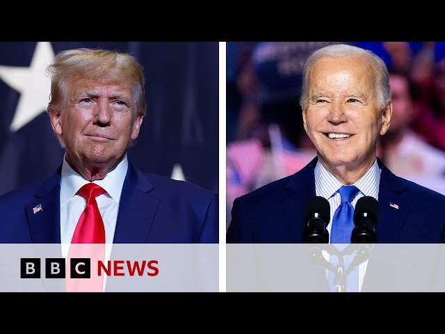 Joe Biden shifts focus to Donald Trump re-match in November | BBC News