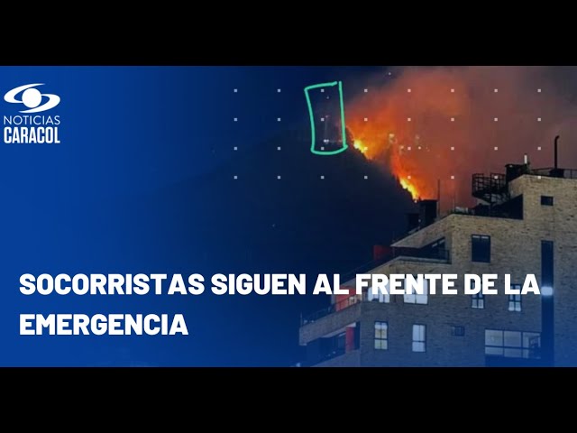 Incendio en El Cable, cerro de Bogotá, se aproxima a una antena: difícil panorama