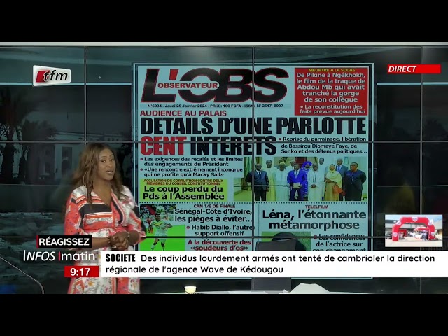 Unes de l'Obs & RECORD présenté par Sokhna Natta Mbaye - Infos Matin du 25 Janvier 2024