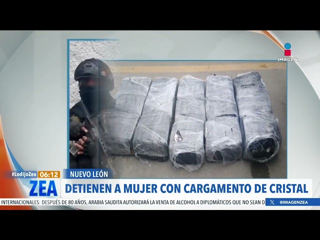 Detienen a mujer con 200 kilos de cristal en Nuevo León