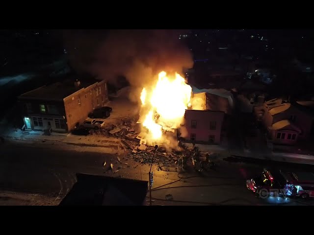 Video shows huge fire and explosion that destroyed apartment in Ontario