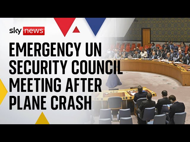 UN Security Council emergency meeting discussing Russian plane crash