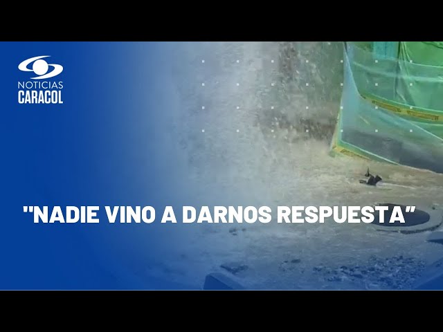 Explosión de tubo de agua en San Cristóbal, sur de Bogotá, causó gran desperdicio