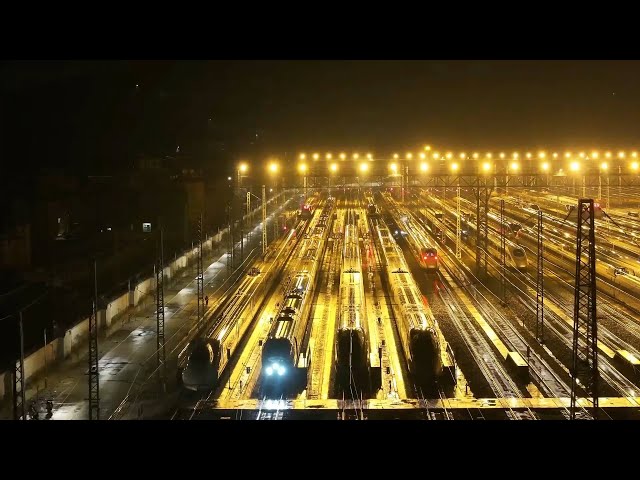 A glimpse of bullet train maintenance center in China's Fuzhou