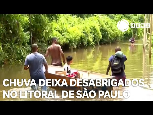 Chuva forte deixa 150 pessoas desabrigadas no litoral de São Paulo