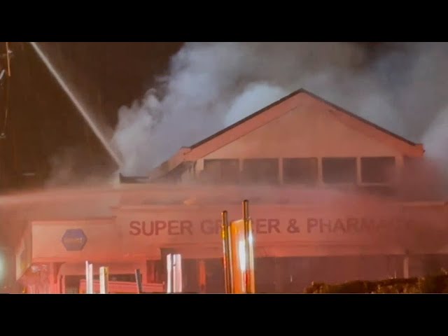 Two-alarm fire rips through iconic Steveston grocery store Friday night