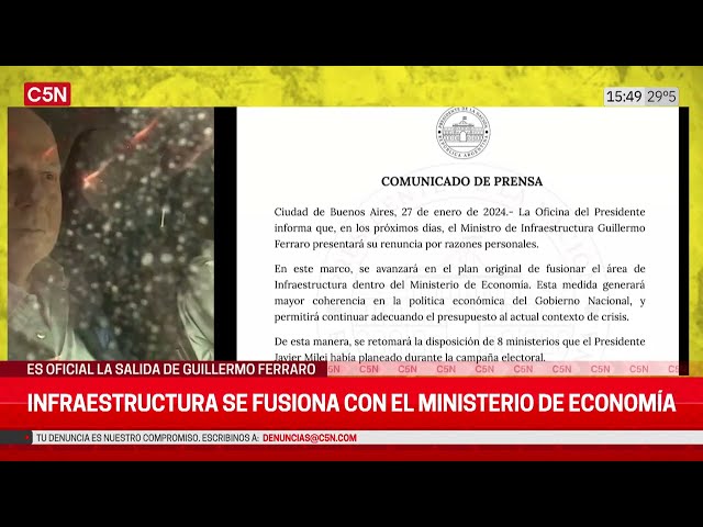 El GOBIERNO confirmó la RENUNCIA de GUILLERMO FERRARO