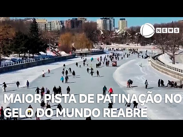 Maior pista de patinação no gelo do mundo é reaberta