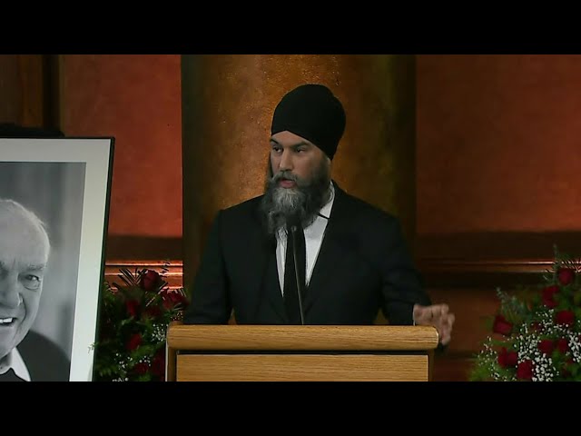 NDP Leader Jagmeet Singh speaks at Ed Broadbent's funeral