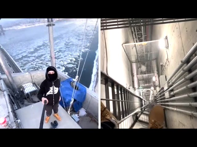 Video shows group 'rooftopping' on the Champlain Bridge tower in Quebec