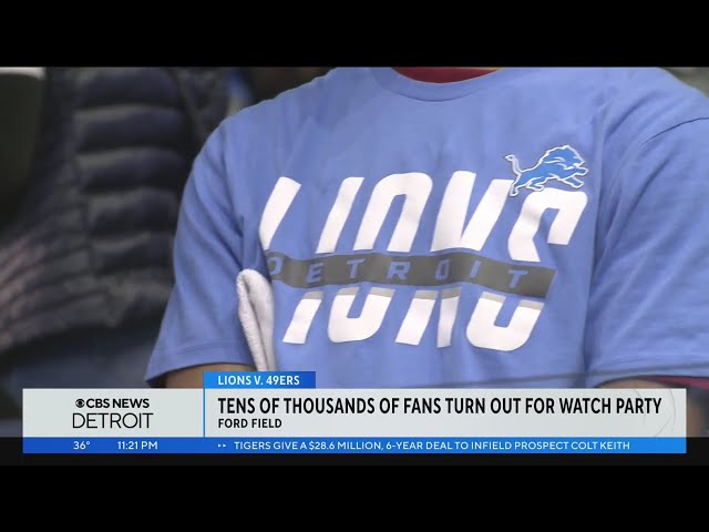 Tens of thousands of Detroit Lions fans turn out for watch party at Ford Field