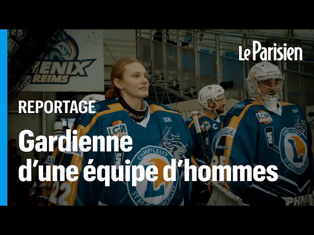 Justine Crousy-Théode,  gardienne de hockey sur glace dans une équipe d’hommes