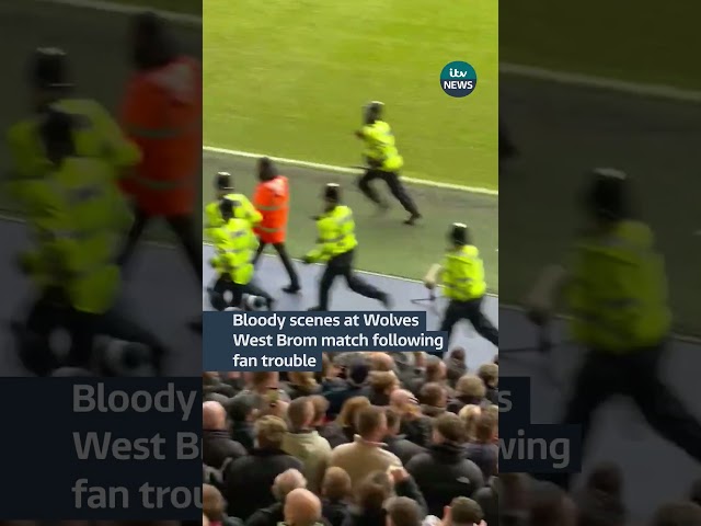 Bloody scenes at Wolves West Brom match following fan trouble #westbrom #Wolves #itvnews #news