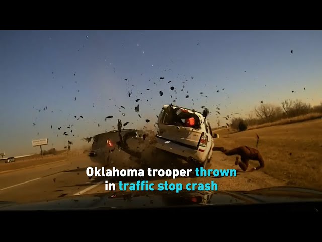 Oklahoma trooper thrown in traffic stop crash