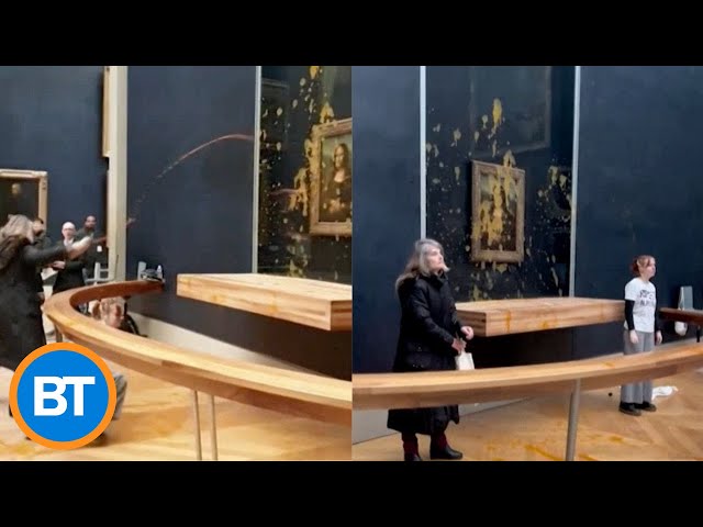 WATCH: Protesters throw tomato soup at the Mona Lisa