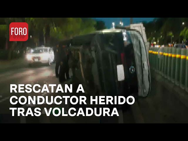 Vuelca camioneta en Periférico Sur, ERUM rescató al chofer que quedó atrapado - Las Noticias