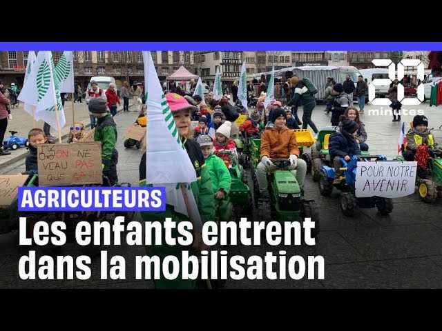 Manifestation des agriculteurs : Des enfants sur leur tracteur à pédales assiègent Strasbourg