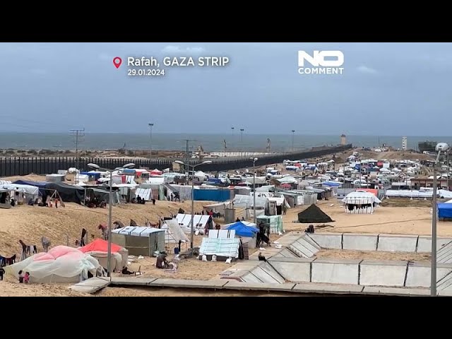 Miles de palestinos desplazados languidecen en tiendas de campaña en Rafah, frontera con Egipto