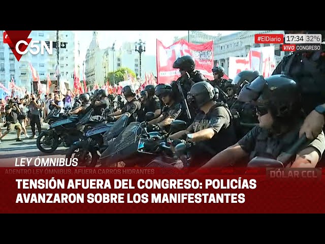 LEY ÓMNIBUS: MÁXIMA TENSIÓN e INCIDENTES en la PUERTA del CONGRESO