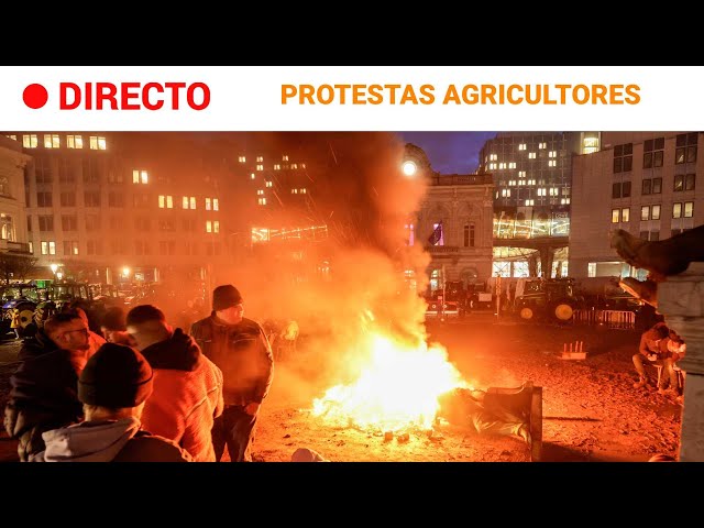 BRUSELAS  EN DIRECTO: Los AGRICULTORES protestan frente al PARLAMENTO en plena CUMBRE EUROPEA |