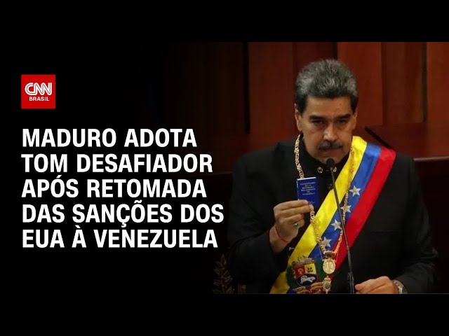 Maduro adota tom desafiador após retomada das sanções dos EUA à Venezuela | LIVE CNN