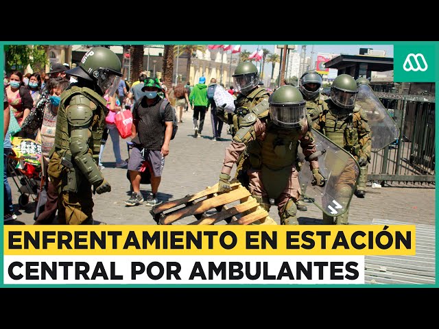 Enfrentamientos en Estación Central: Riña entre comercio ambulante y guardias municipales