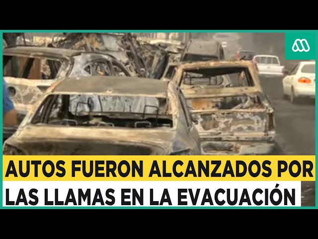 Estremecedora imagen: Vehículos fueron alcanzados por las llamas durante evacuación