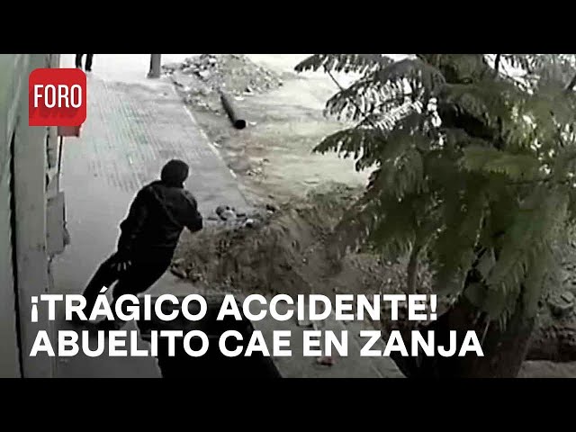 Abuelito cae en zanja de construcción en Tehuacán, Puebla - Las Noticias