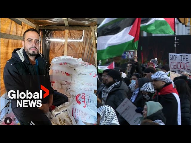 Mother of Canadian-Palestinian citizen journalist reported missing in Gaza speaks at Toronto rally