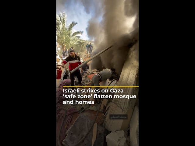 Deadly Israeli strikes on Gaza ‘safe zone’ flatten mosque and homes | AJ #shorts